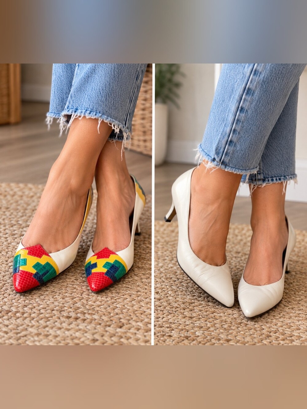 Vintage Women’s Leather Pumps Shoe Bundle Size 7 Magrit Colorblock